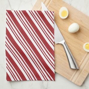 Paño De Cocina Tiras de menta roja