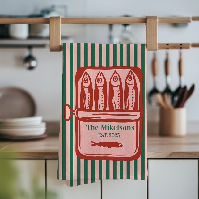 Paño De Cocina Tiras de tinte de sardina retro de familia persona (Subido por el creador)