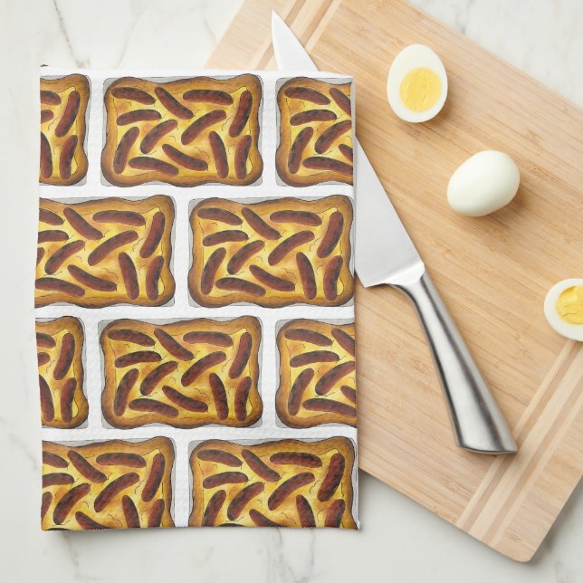 Paño De Cocina Toad de comida británica en las salchichas del agu (Doblado Cuarto)