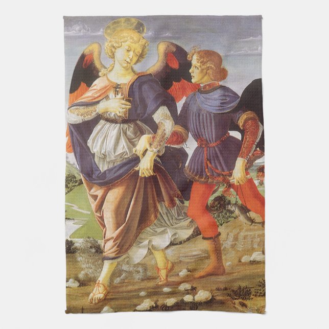 Paño De Cocina Tobias y el ángel de Andrea del Verrocchio (Vertical)