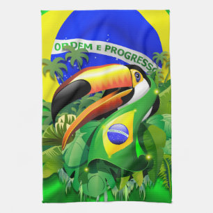 Paño De Cocina Toco Toucan con bandera de Brasil