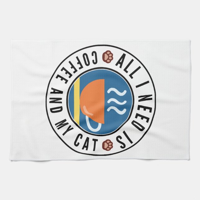 Paño De Cocina Todo Lo Que Necesito Es Café Y Mi Gato (Horizontal)