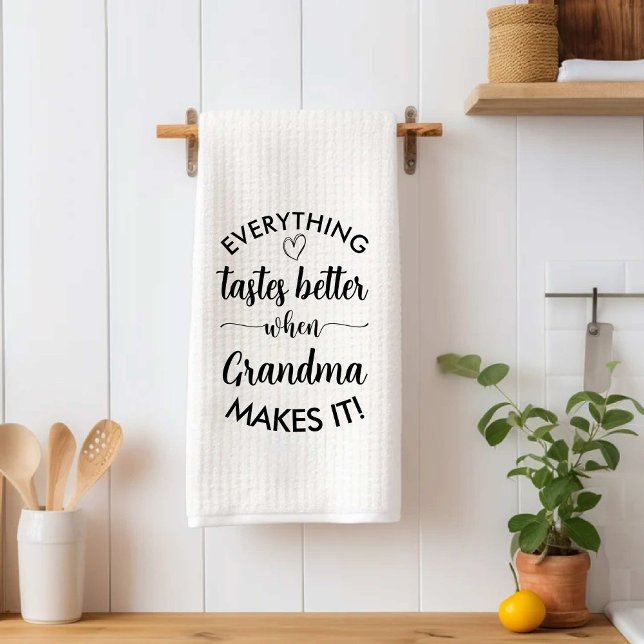 Paño De Cocina Todo Sabe Mejor Cuando La Abuela Lo Hace Mamá (Everything Tastes Better When Grandma Makes It Mom Kitchen Towel)