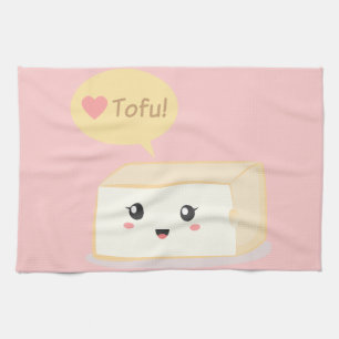 Paño De Cocina Tofu kawaii pidiendo a la gente que ame el tofu
