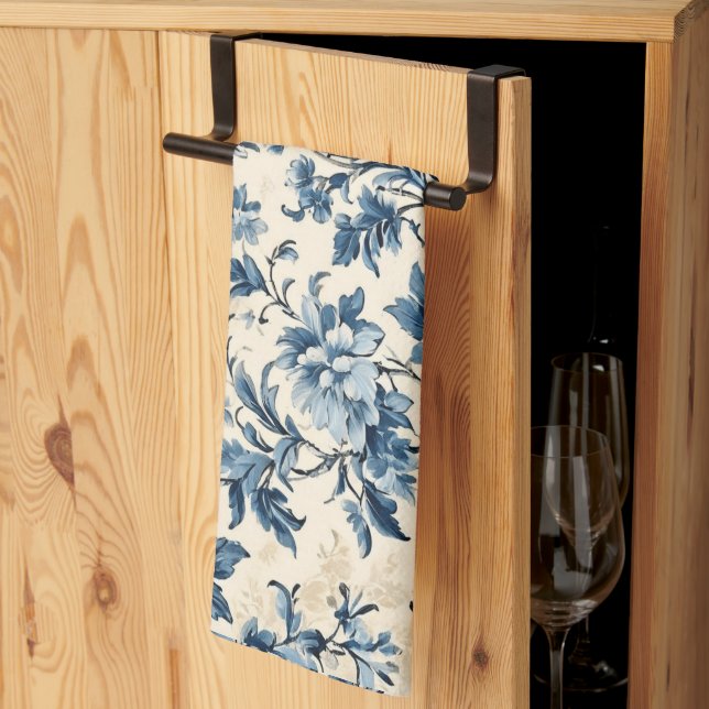 Paño De Cocina Toile azul del país francés (Pliegue de tercios)