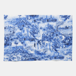 Paño De Cocina Toile Chinoiserie, sauce azul, china azul   