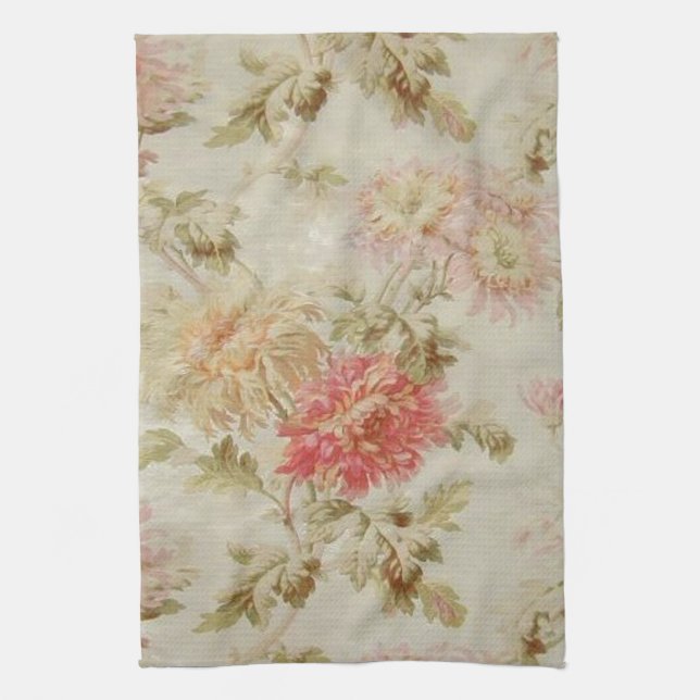 Paño De Cocina Toile floral francés antiguo (Vertical)