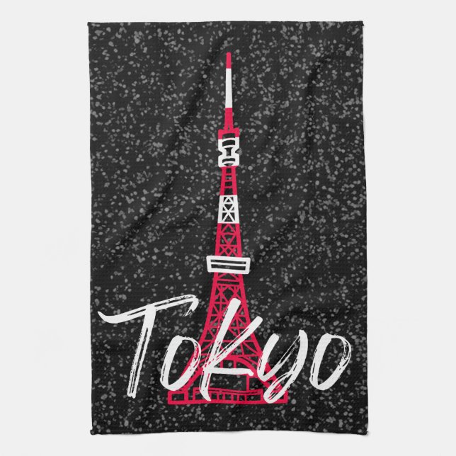 Paño De Cocina Tokyo Tower Sketch de Minato, Tokio, Japón (Vertical)
