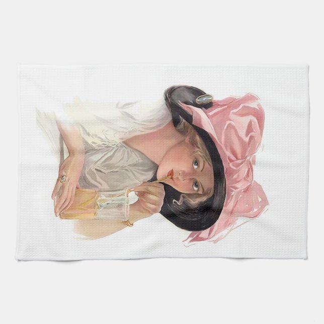 Paño De Cocina Tomar Chica de refresco en Gorra (Horizontal)