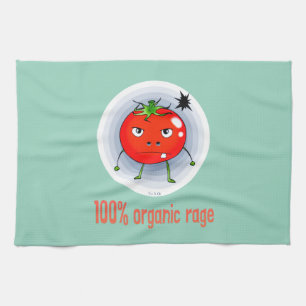 Paño De Cocina Tomate Enfadado 100% Orgánico Divertido