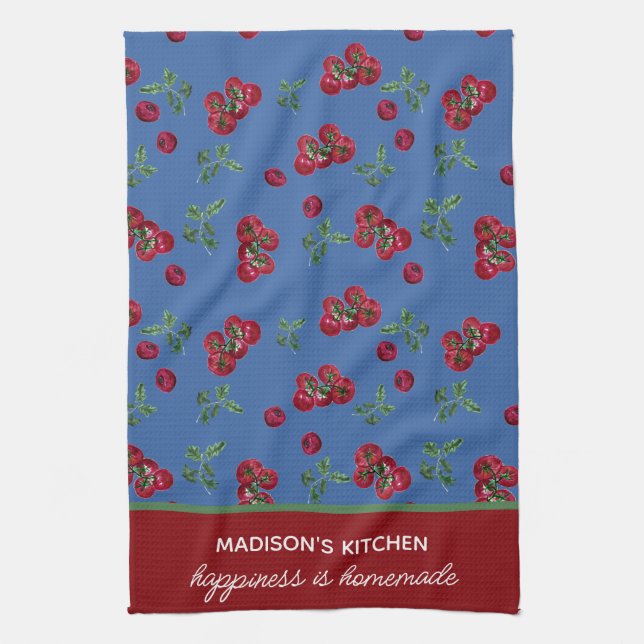 Paño De Cocina Tomate rural rústico personalizado (Vertical)