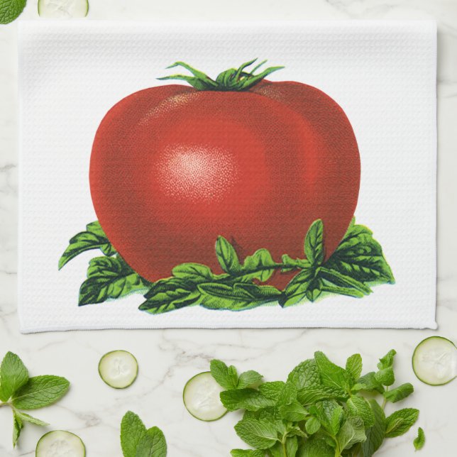 Paño De Cocina Tomate, verduras y frutas de la madriguera roja (Doblado)