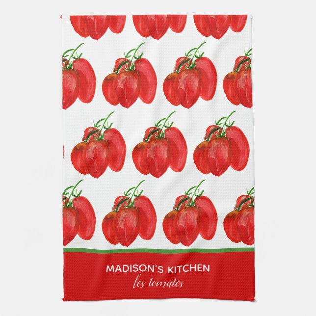 Paño De Cocina Tomates Acuarela Personalizadas Rústicas Francesas (Vertical)
