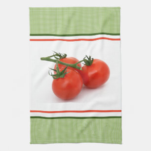 Paño De Cocina Tomates Frescos Maduros en la Cocina Verde
