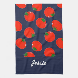 Paño De Cocina Tomates rojos en azul