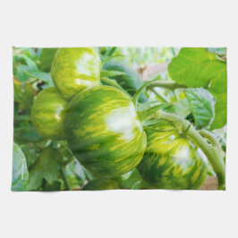 Paño De Cocina Tomates Verdes Cebra Antiguos en la Vid