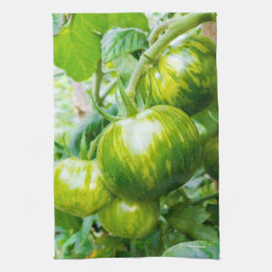 Paño De Cocina Tomates Verdes Cebra Antiguos en la Vid