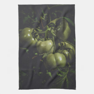 Paño De Cocina Tomates Verdes Malhumorados Mesa de Campo Rústica