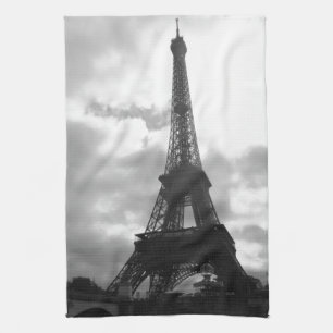 Paño De Cocina Tono negro de la torre Eiffel