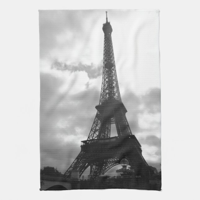 Paño De Cocina Tono negro de la torre Eiffel (Vertical)
