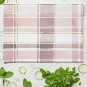 Paño De Cocina Tono rosado crema marrón rayas ducha de novia