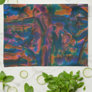 Paño De Cocina Tonos azules manchados de cobre envejecido