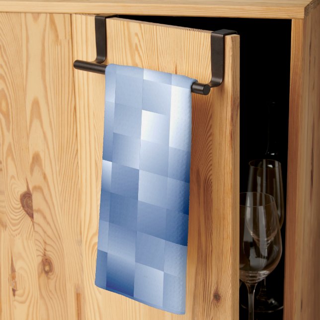 Paño De Cocina Tonos Azules Soñadores en un Patrón Cuadrado (Pliegue de tercios)