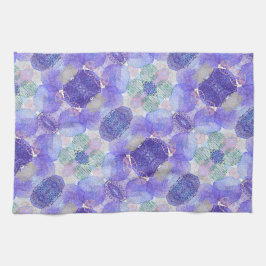 Paño De Cocina Tonos de lavanda y flores abstractas verdes