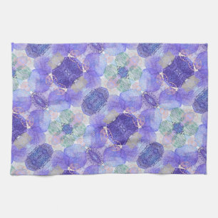 Paño De Cocina Tonos de lavanda y flores abstractas verdes
