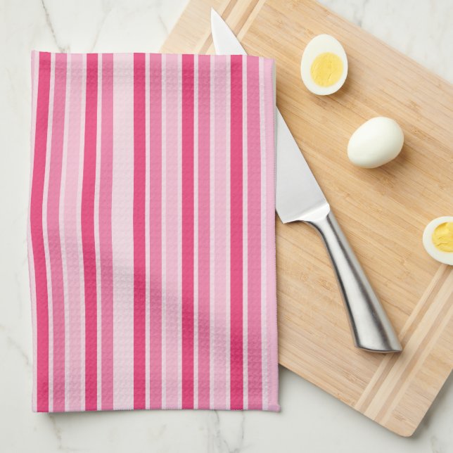 Paño De Cocina Tonos de rayas rosas (Doblado Cuarto)