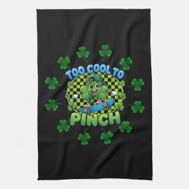 Paño De Cocina Too Cool to Pinch Skateboard Shamrock St. Patricks (Vertical)