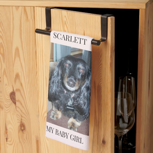 Paño De Cocina Top Paw Prints with Pet Photo & Names Layout (Pliegue de tercios)