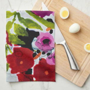 Paño De Cocina Toque de Color Intenso Flores Acuarela Inky