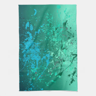 Paño De Cocina Torbellino de menta Arte abstracto salpicado