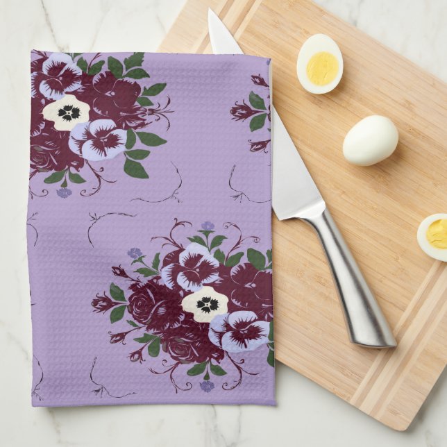 Paño De Cocina Torchon - Bouquet de Violettes (Doblado Cuarto)