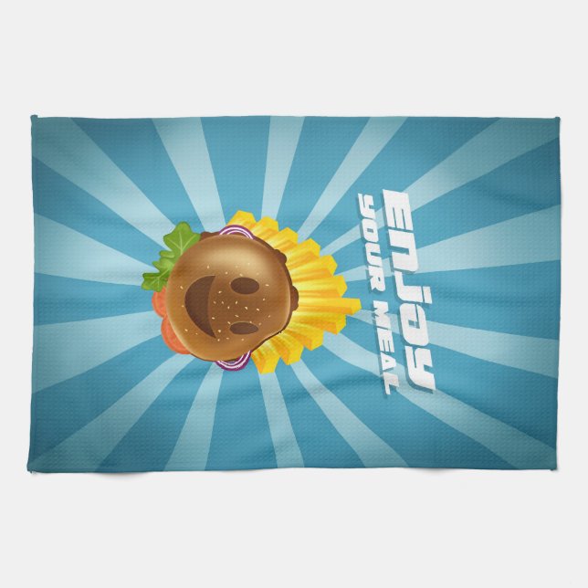 Paño De Cocina Torchon motif burger souriant coloré (Horizontal)
