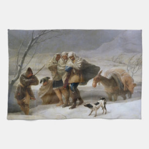 Paño De Cocina Tormenta de nieve en invierno (por Francisco Goya)
