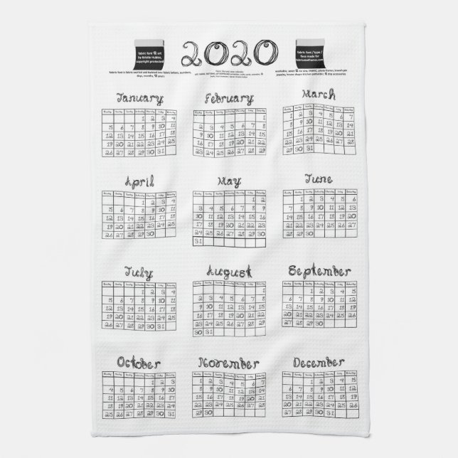 Paño De Cocina Tornillos de calendario 2020 tela de tela cocina b (Vertical)