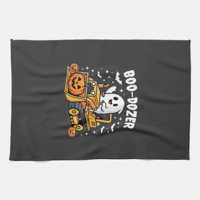 Paño De Cocina Toro Dozer Fantasma de Halloween_1 (Horizontal)