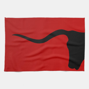 Paño De Cocina Toro negro en rojo