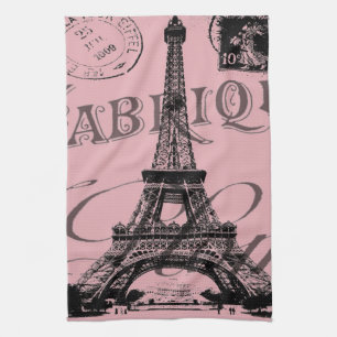 Paño De Cocina torre de eiffel de parís vintage rosa romántico