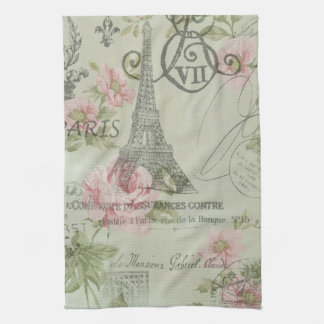 Paño De Cocina torre Eiffel botánica floral rosada de París de la