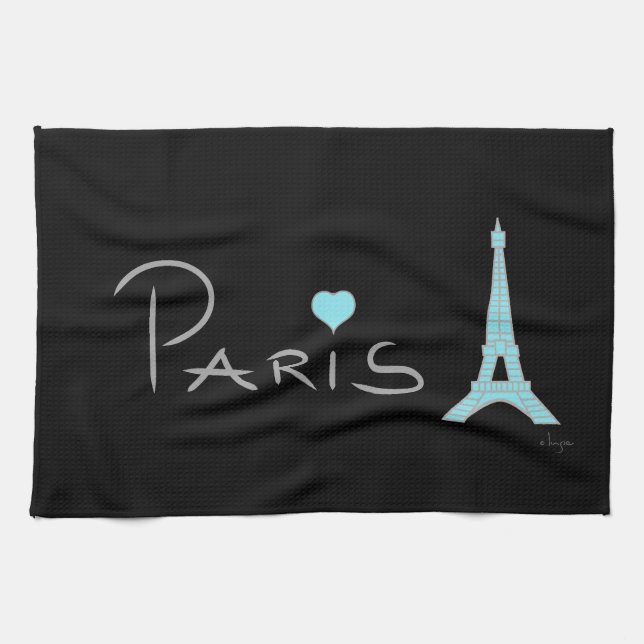 Paño De Cocina Torre Eiffel del Corazón de París (Horizontal)