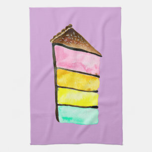 Paño De Cocina Torta de arco iris linda acuarela