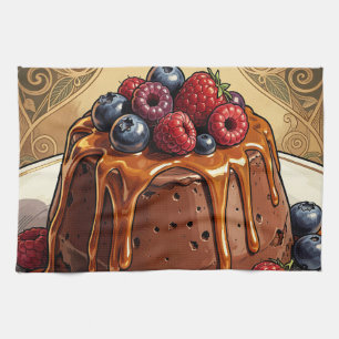 Paño De Cocina Torta de bayas con caramelo de chocolate decadente
