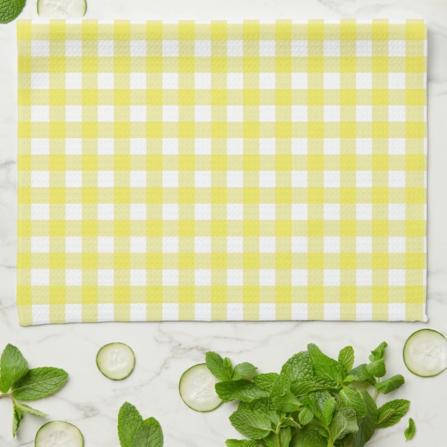 Paño De Cocina Torta de control de Gingham amarillo (Doblado)