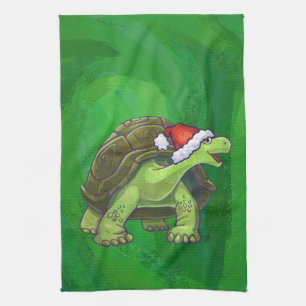 Paño De Cocina Tortoise en Santa Hat en Green