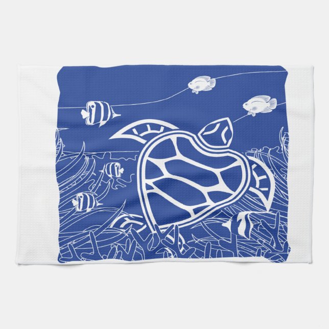 Paño De Cocina Tortuga Azul de Hawái (Horizontal)
