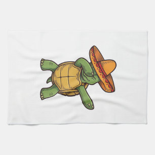 Paño De Cocina Tortuga haciendo dabbing Sombrero Diseño Vector Vi