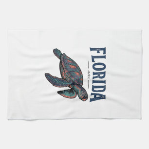 Paño De Cocina Tortuga marina de Florida grabado vintage gráfico_
